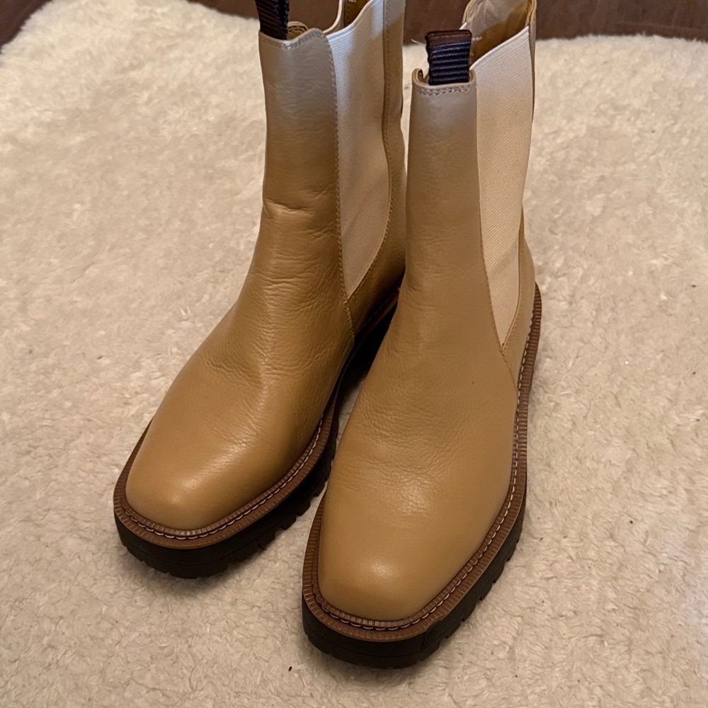 Sam Edelman Cream Leather Ankle Boots